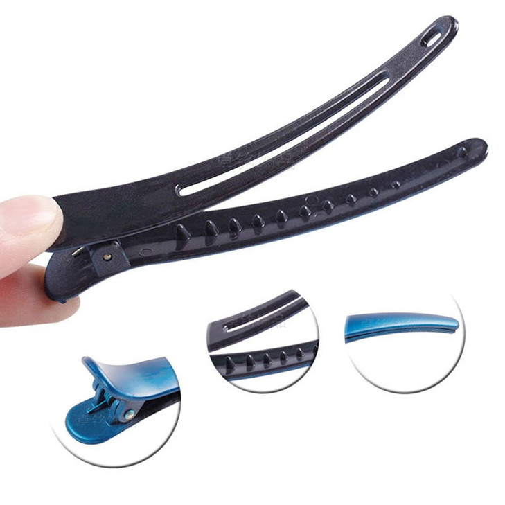 12PCS Professional Hairdressing Salon Hair Barrettes Duck Bill Teeth Hair Clips Non Slip band Clips Multicolor Scrub Pla