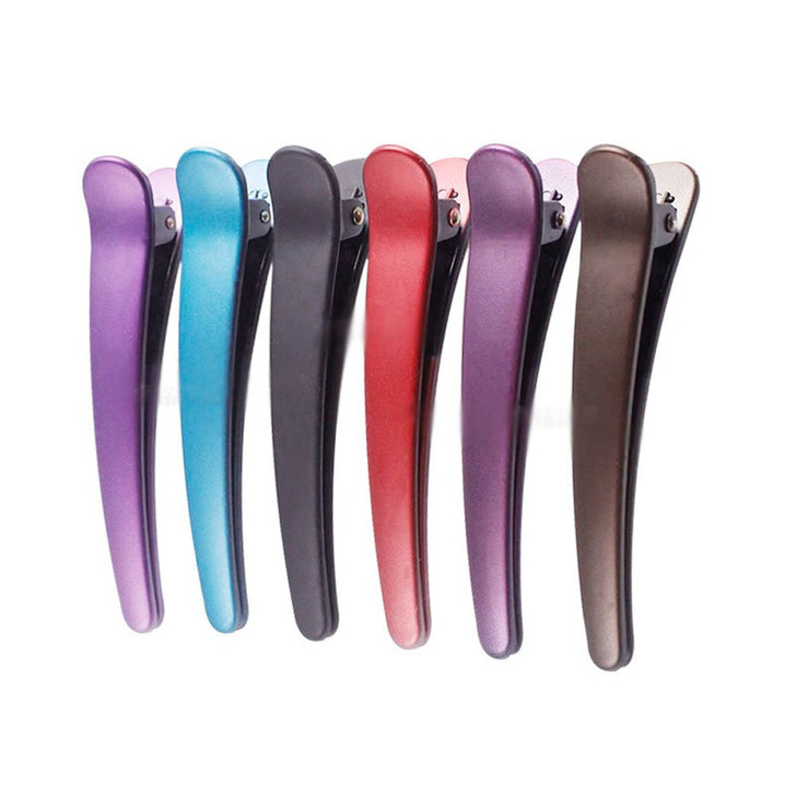 12PCS Professional Hairdressing Salon Hair Barrettes Duck Bill Teeth Hair Clips Non Slip band Clips Multicolor Scrub Pla