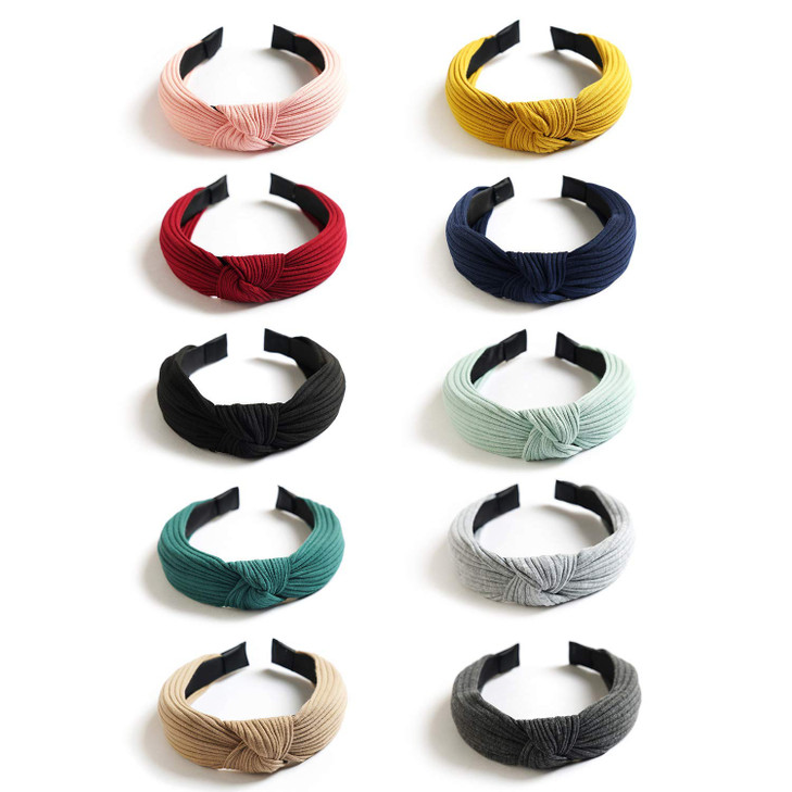 KISSLIFE 10 Pack Wide Headbands Knot Turban Headband Hair Band Elastic Plain Fashion Hair Accessories for Women and Girl