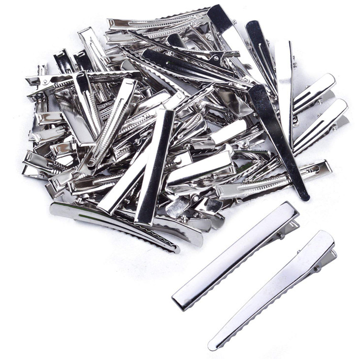 BronaGrand 60pcs Silver Large Long Alligator Hair Clip with Teeth for Arts Crafts Projects Dry Hanging Clothing Office P