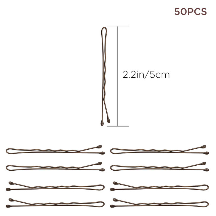AIEX 50Pcs Hair Pins Kit Hair Clips Secure Hold Bobby Pins Hair Clips for Women Girls and Hairdressing Salon Brown