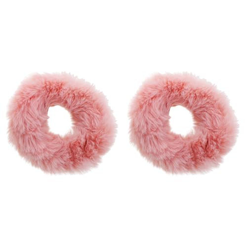 Small Fuzzy Fur Scrunchies Furry Pony Holder - Set of 2 - Mauve online at globaldelivered