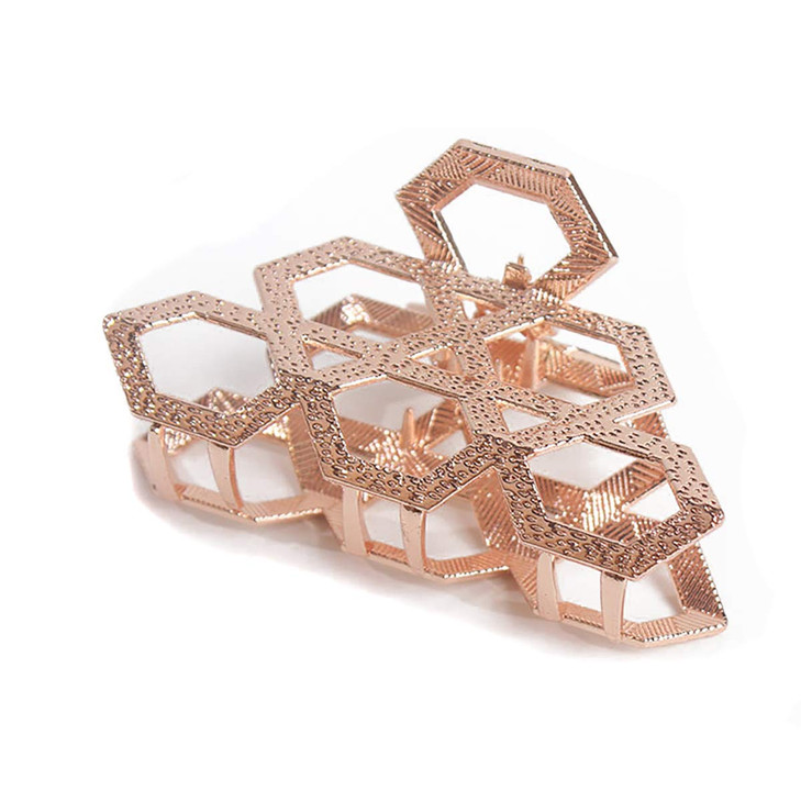 Women Vintage Metal Hair Jaw Clips Hair Clamp Hair Claw Hairpin Accessories Rose gold