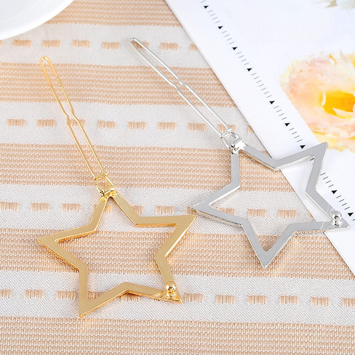 Numblartd 2 Pcs Hollow Smooth Pentagram Hair Pins Clip Hair Accessories Fashion Cute AllMatch Hairpin Side Clamp Liu Hai