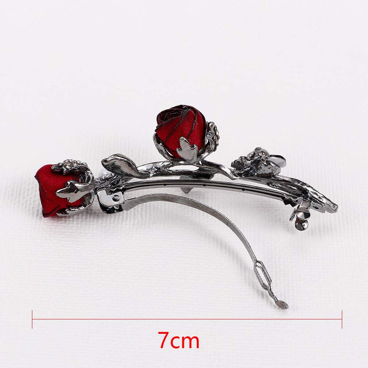 Vintage Crystal Rose Hair ClipsElegant Rhinestones Rose Flower Metal Hair Clips Hair Barrette Ponytail Holder Slide Clip
