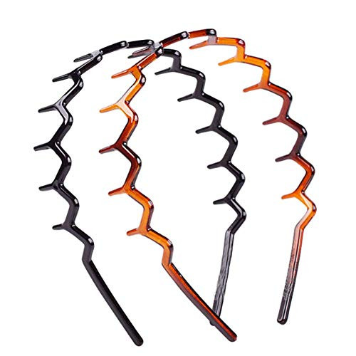 Set of 2 Plastic Headband Zigzag Headband Sharks Tooth Hair Comb Hairband Hair Hoop Accessory for Womens Lady Girls Blac