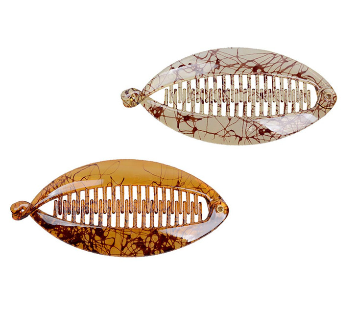 Fodattm 2PCS French Banana Hair Clip Hair Claw Hair Comb Women Lady Large Shell Hair Clincher Flat Shark Hair Clip Hairg