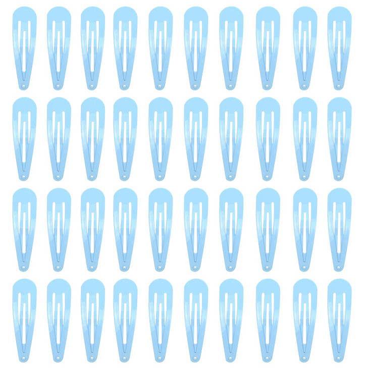 40 Counts Blue Color Metal Snap Hair Clips 2 Inch Barrettes for Women Accessories