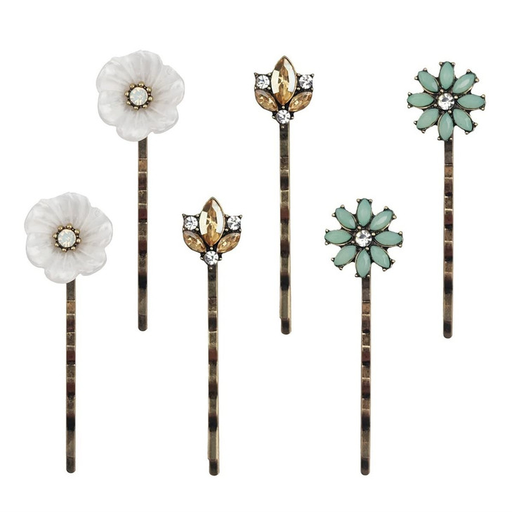 6PCS Retro Hair Pins Vintage Hair Clips Elegant Crystal Rhinestone Hairpins Metal Bobby Pins Hair Accessories for Women
