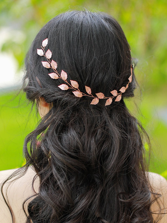 FXmimior Bridal Silver leaf Headband Wedding Headpiece Bridal Flower Crownwoodland Headband Bridal Headpiece Wedding Hai