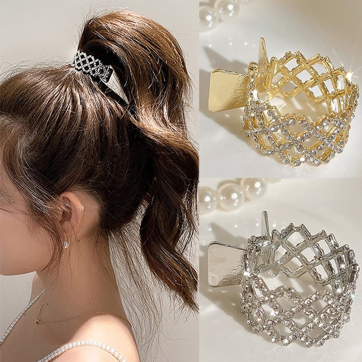 2023 New Pearl Rhinestone Hair Claws Girl High Ponytail Clip Fixed Hairpin Claw Clip Advanced Sense Hair accessories Hea