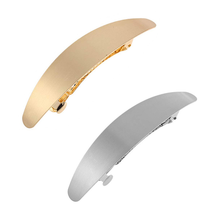 Set of 2 Simple French Hair Barrettes Spring Hair Clip Women Metal Gold and Silver Hairpins Hair Jewelry Oval