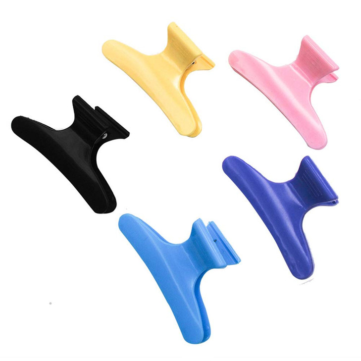 A Set of 12pcs Assorted Color Plastic Butterfly Sectioning Styling Hair Clips Butterfly Clamps Nonslip Chic Styling Claw