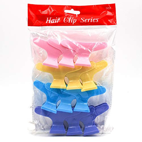 A Set of 12pcs Assorted Color Plastic Butterfly Sectioning Styling Hair Clips Butterfly Clamps Nonslip Chic Styling Claw