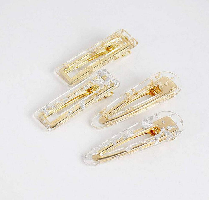 4CS Women Ladies Sweet Duckbill Clamps Hair Clips Acrylic Resin Hair Barrettes Fashion Geometric Alligator Hair Pins Hai