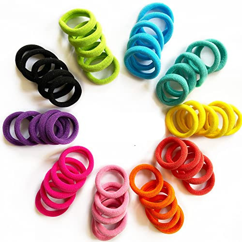 Omszte100 Pcs Baby Hair Ties Seamless Cotton Toddler Hair Ties for Girls and Kids Multicolor Small Soft Hair Elastics Po