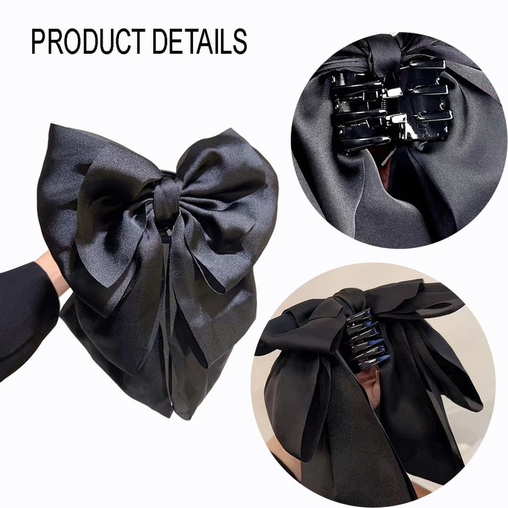 Bow Hair Claw Clips for Women Ribbon Bowknot Hair Clips French Style with Long Tail for Women Girls Ponytail Hair Decora