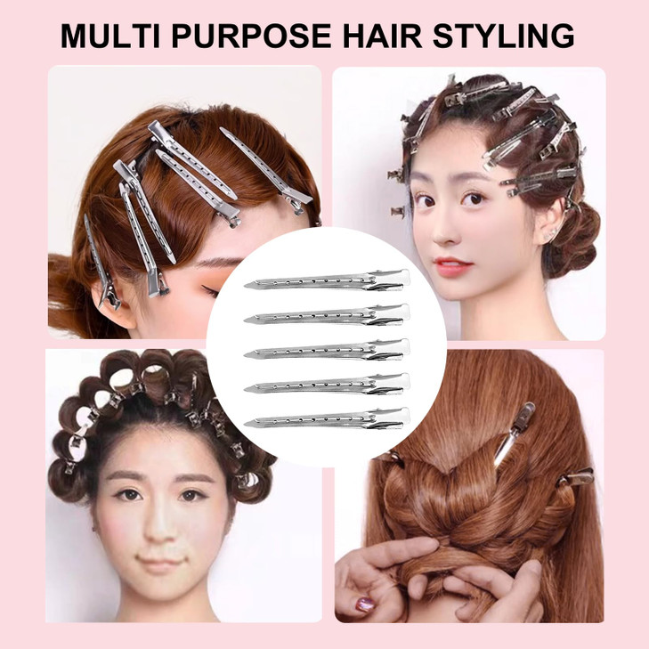 30 Packs Hair Clips Duck Bill Clips Hair Coloring Hair Clips Barrettes 35 Inches Rustproof Metal Alligator Curl Clips wi