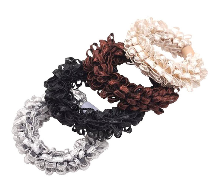 8 Pcs Women High Elasticity Corn Flower Hair Circle Scrunchie Hair Rope Rubber Band Lace Hair Band Hair Ring Hair Tie