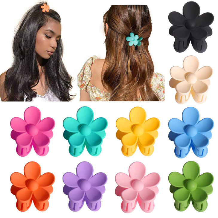 Palksky Small Flower Hair Claw Clips for Women Girls Kids 10 PCS Tiny ThinMedium Thick Hair 135 Inch Mini Jaw ClipsHair