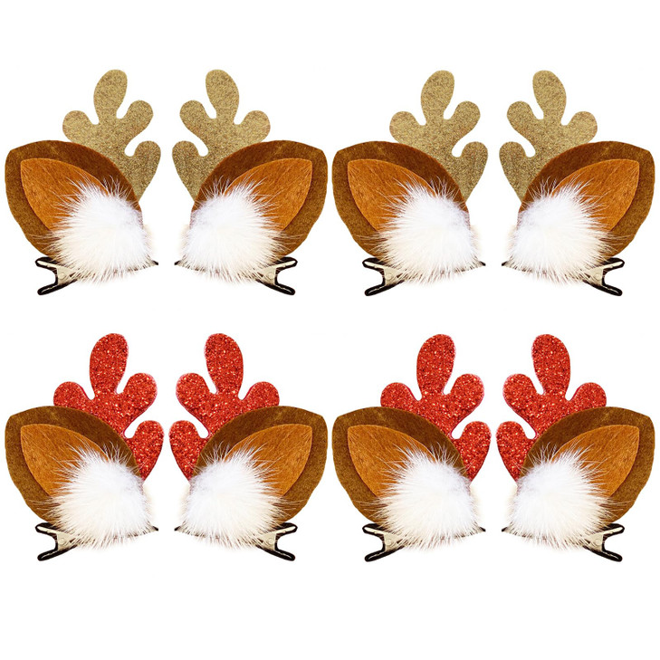 4 Pairs Christmas Reindeer Antlers Hair Clips Deer Antlers Ears Barrettes Women Elk Horns Headpiece Hair Pins Hairpins H