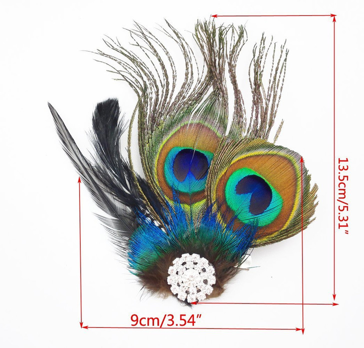 yueton faux Peacock Feather Hair Clip Pin Bridal Wedding Dance Party Hair Accessory