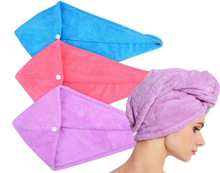 HOPESHINE Hair Towel Twist Womens Soft Shower Towels for Hair Turban Wrap Drying Head Towels Great Gift for Women BluePu