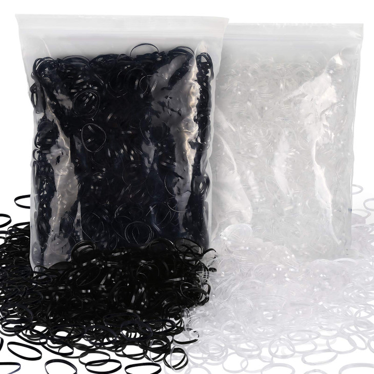 YGDZ 4000pcs Hair Rubber Bands Clear Black Elastic Hair Ties Toddlers Girls Baby Hair Elastics Mini Small Braids Rubber
