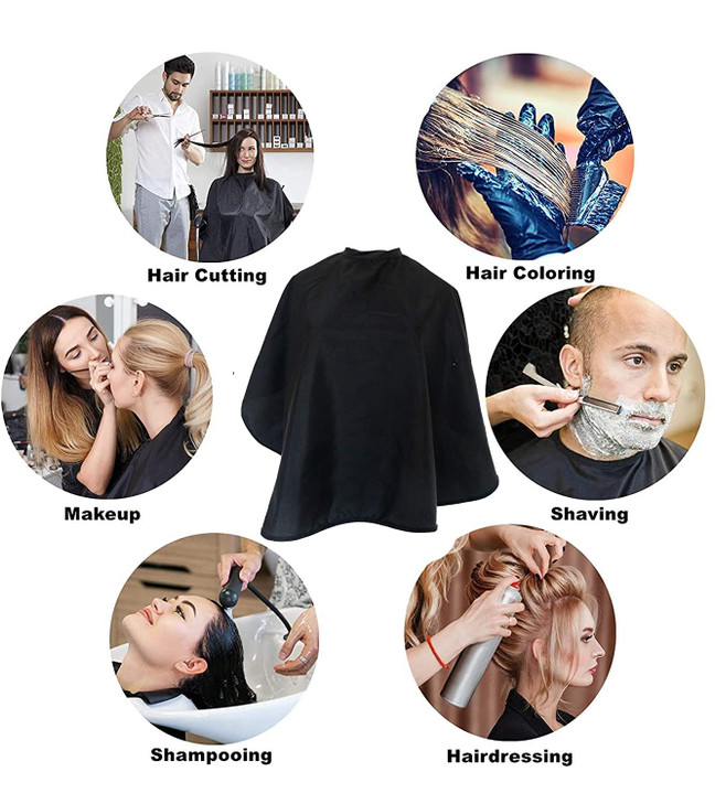 STBESTP Hair Color Cape Makeup Haircut Salon Hairdresser Shampoo Capes Cutting Barber Cape for MenWomenClients Black2PCS