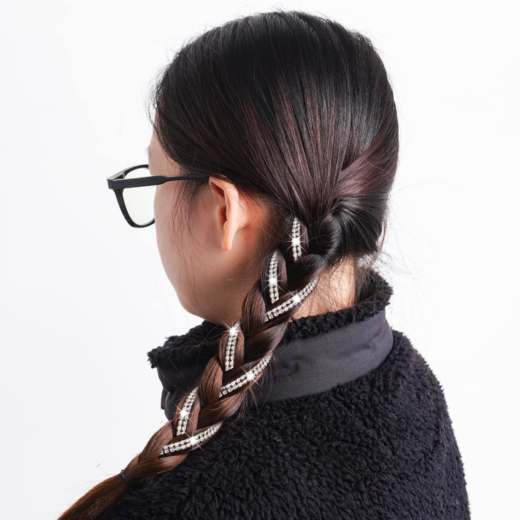 hoyuwak 6Pcs Hair Jewelry for Braids Rhinestone Hair Chains Clip In Bling Tassel Hair Charms Accessories for Women Girls