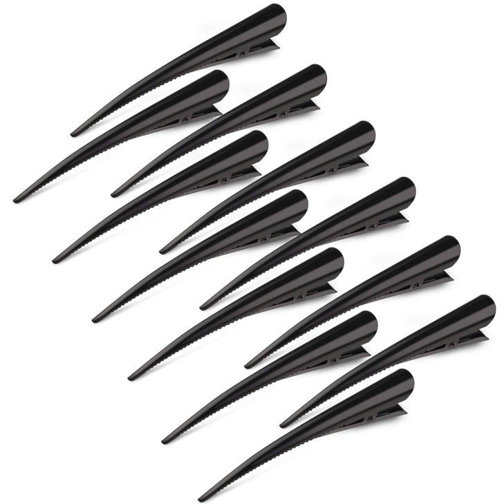 12 Pack Alligator Hair Clips for Styling Sectioning Salon Hairstyle GLAMFIELDS 5 inch NonSlip Black Duckbill Metal Teeth
