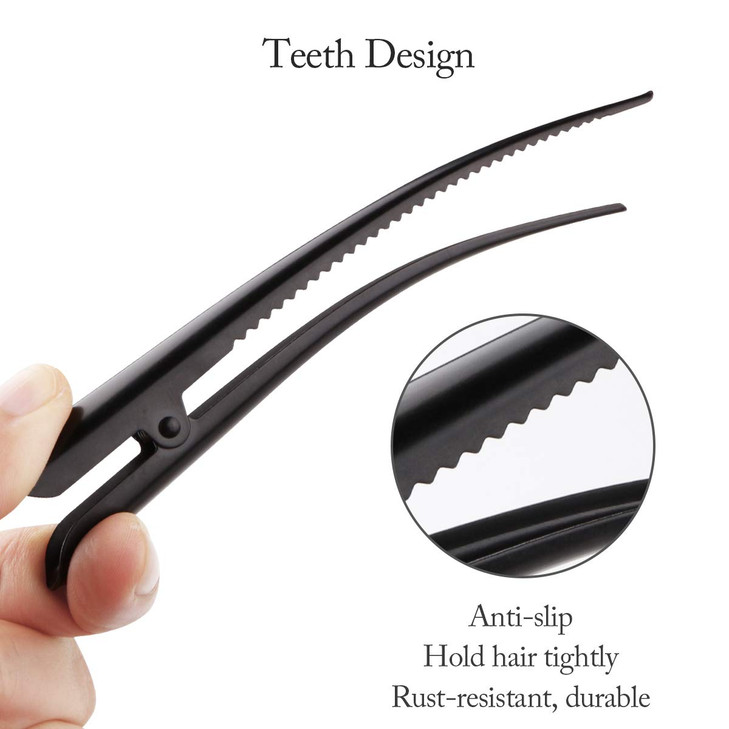 12 Pack Alligator Hair Clips for Styling Sectioning Salon Hairstyle GLAMFIELDS 5 inch NonSlip Black Duckbill Metal Teeth