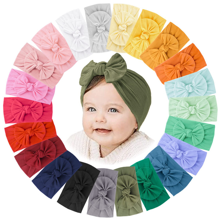 Jesries 22 PCS Baby Headbands Soft Nylon Hairbands with Bows Girls Hair Accessories for Newborn Infant Toddler Kids Hand