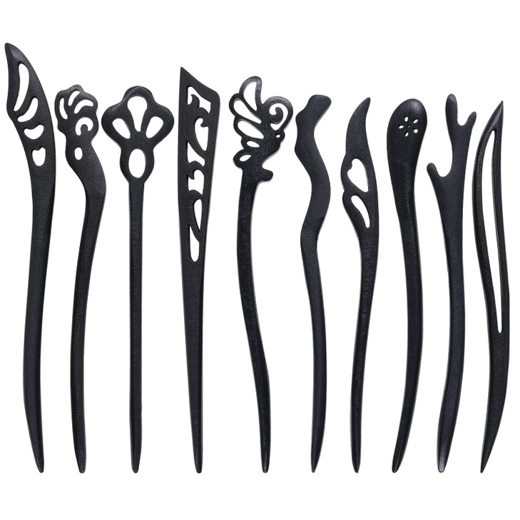 Miayon 10 Pieces Wooden Hair Sticks Chinese Chignon Japanese Hair Chopsticks Wooden Hair Pins for Long Hair Hair Sticks