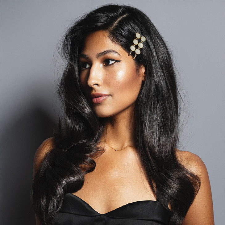 The Hair Edit Moonstruck Pins Soft Gold and Faceted Stone Bobby Pin Set