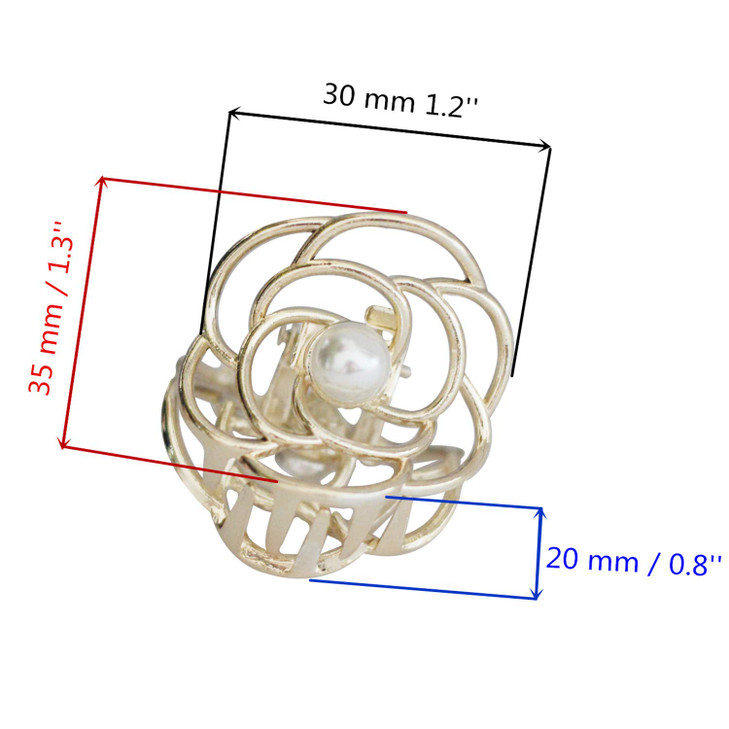 TANG SONG 4PCS Flower Style Small Metal Hair Claw Clips Hair Catch Barrette Jaw Clamp for Women Half Bun Hairpins for Th