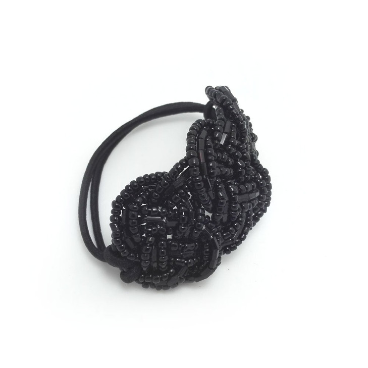 Meilliwish Crystal Beads Ponytail Holder Hair Tie B10Black