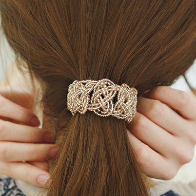 Meilliwish Crystal Beads Ponytail Holder Hair Tie B10Black