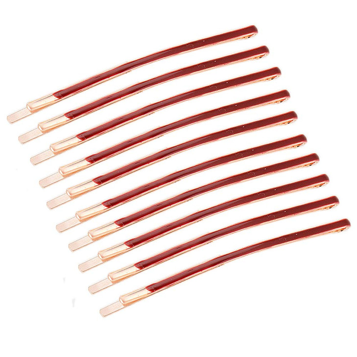 10Pcs Curved Jumbo Bobby Pins Long Metal Hair Clips for Women Teen Girls Hair Decorative Red