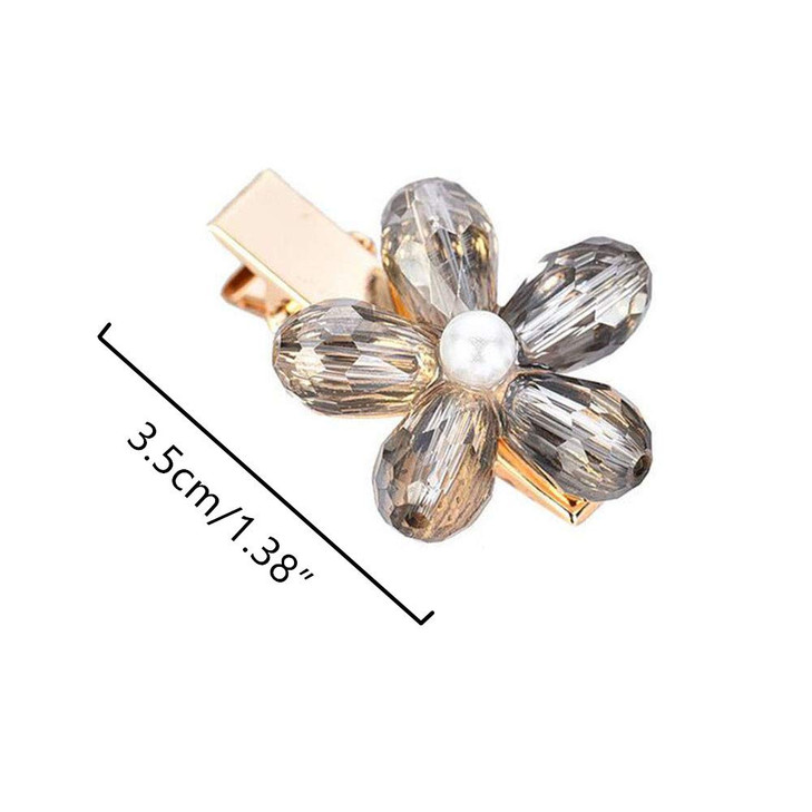 MIAO JIN 12Pcs Crystal Hair Clips Pearls Alligator Hairpins Small Mini Flower Hair Barrettes for Womens and Girls Hair A