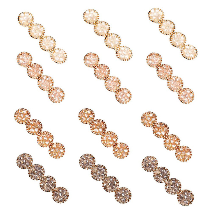 MIAO JIN 12Pcs Rhinestone Hair Clips Alligator Hair Clips Round Bling Crystal Hairpins Headwear Hair Barrettes Hair Pins
