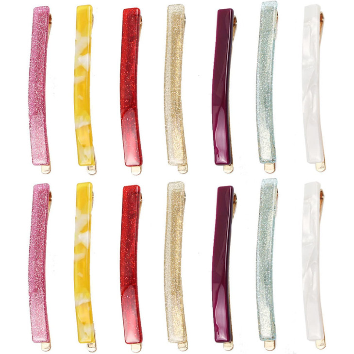 MIAO JIN 14 Pcs Pure color Hair Clips Bobby pins Acetate Barrettes Hair Accessories Fashion Geometric Bobby Hair Clips 7