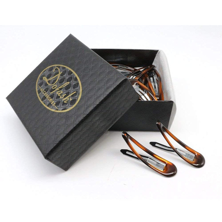 Dofash 20Pcs Epoxy Snap Hair Clips Hair Grips Metal Hair Clips 5Cm2In Hair Accessories For Girls Tortoise