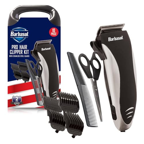 Xtreme Digital Lifestyle Accessories Barbasol Professional Hair Clipper Kit with Stainless Steel Blades 4 Guide Combs Ad