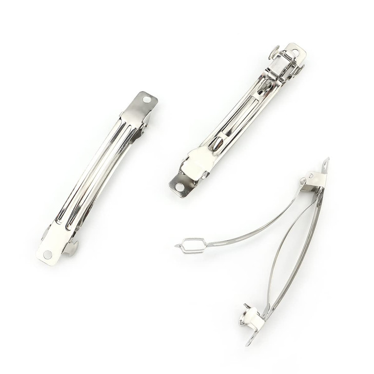 LEEFONE 50 PCS 80 MM Iron Blank French Barrette Hair Clips for DIY Hair Clip Craft Bows Silver Tone