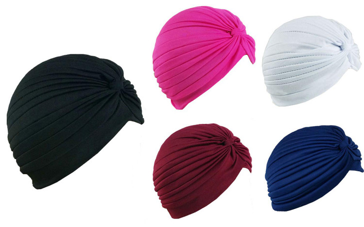 5 Women Stretchy Turban Chemo Cap Bennie Head Wrap Headwear 5 REG
