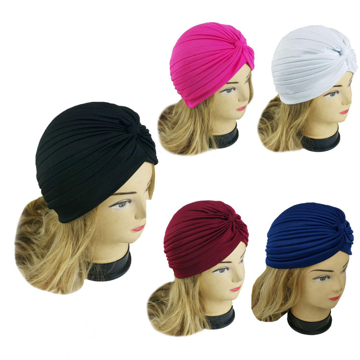 5 Women Stretchy Turban Chemo Cap Bennie Head Wrap Headwear 5 REG