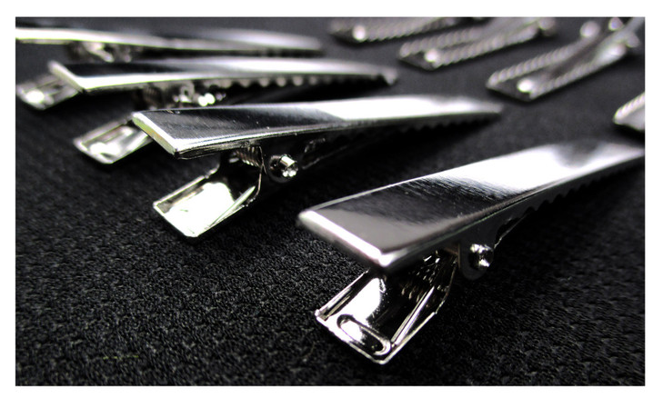 ALL in ONE 50pcs Metal Silver Flat Single Prong Alligator Hair Clips Nickel Free 32MM