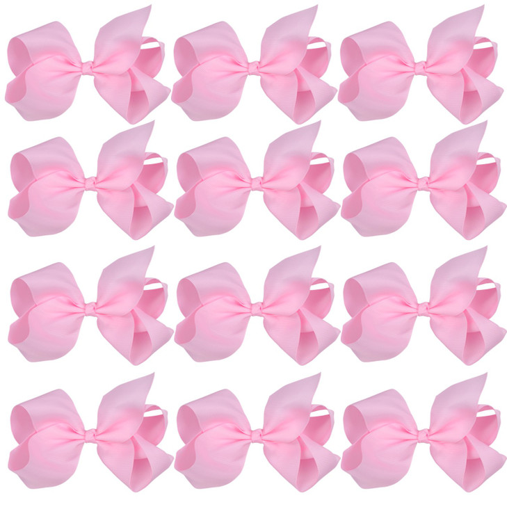 Large Boutique Hair Bows 6 Inch Cheerleading Cheerleader Cheer Bow Alligator ClipsPink