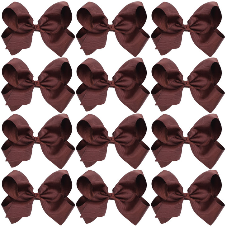 Large Boutique Hair Bows 6 Inch Cheerleading Cheerleader Cheer Bow Alligator ClipsBrown